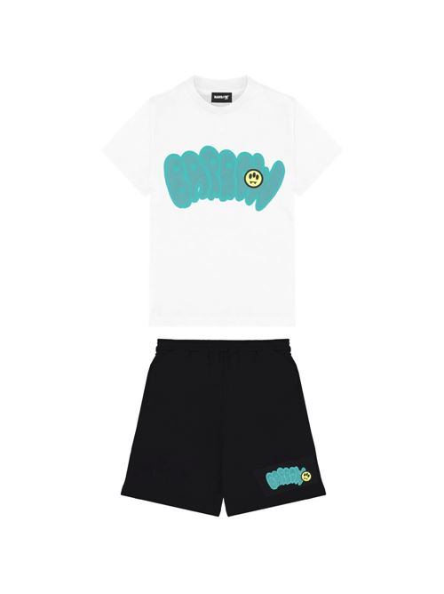 Completo unisex Barrow Kids bianco e nero con t-shirt e bermuda BARROW KIDS | JUTB032002/13